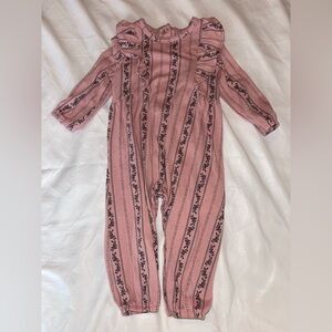 Jessica Simpson Dusty Rose Floral Stripe Baby Romper